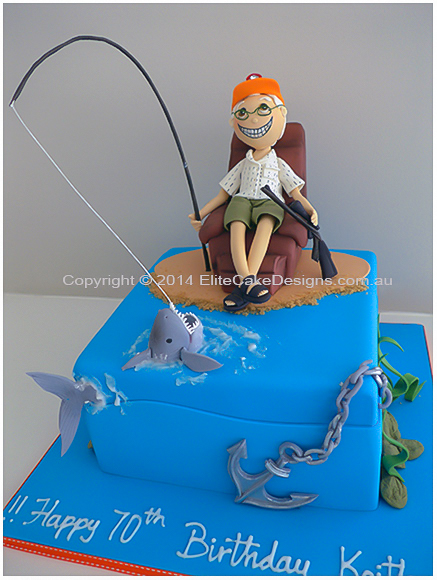 Old fisherman-hunter humorous birthday cake